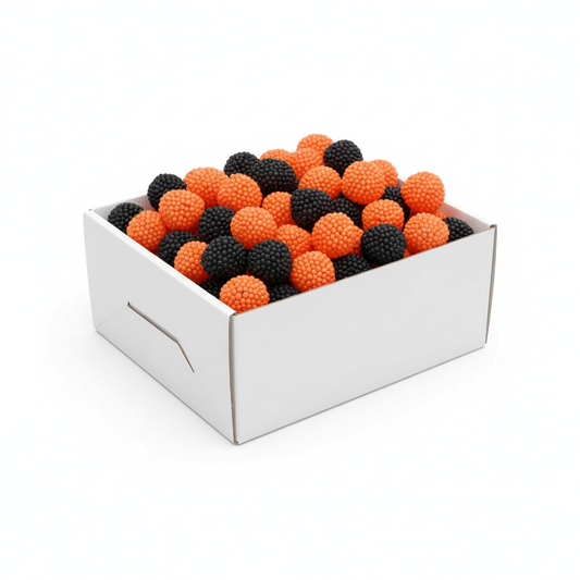 Kingsway mini black and orange dots 3kg bulk bag of jelly sweets