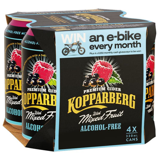 Kopparberg Mixed Fruits Alcohol-Free Cider 4 x 330ml with berry flavours