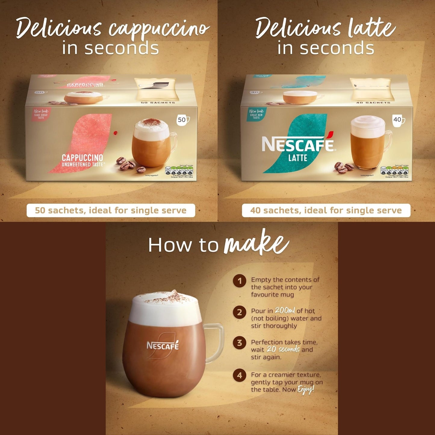 90 sachets latte and cappuccino combo