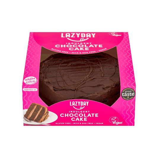 Packaged Lazy Day Indulgent Chocolate Cake on display