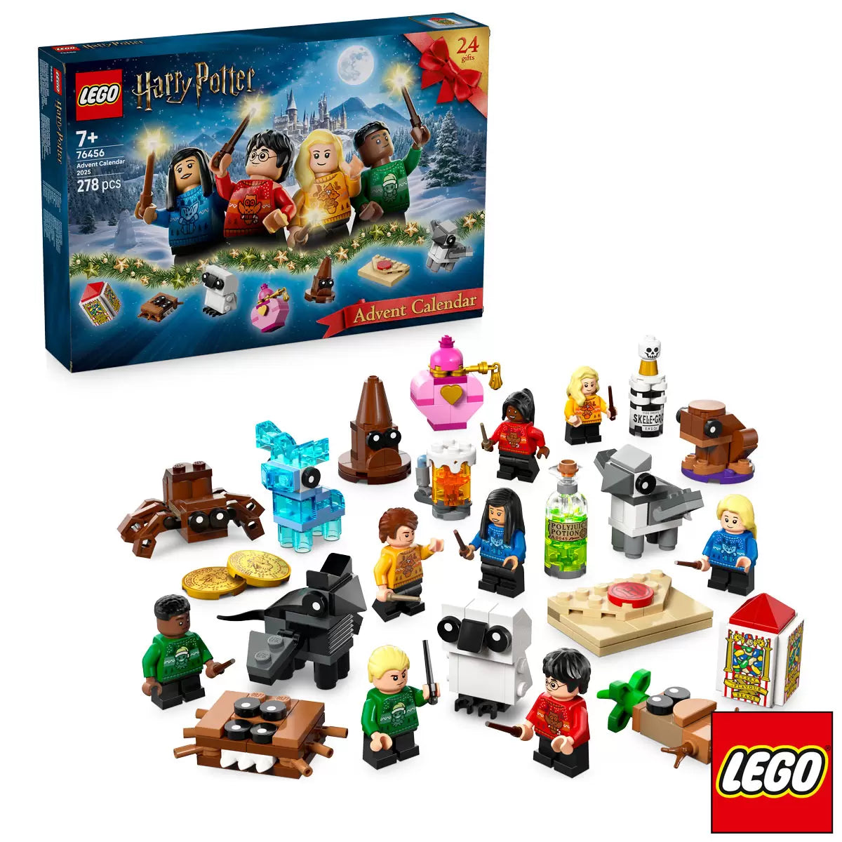 LEGO Harry Potter Advent Calendar 2025 model 76456 with festive builds