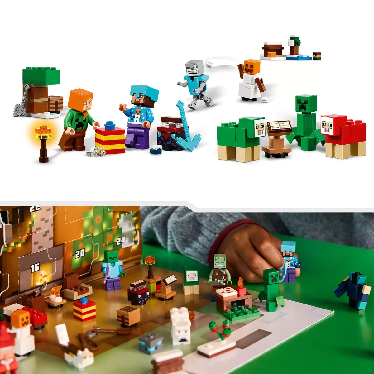 LEGO Minecraft 2025 Advent Calendar with festive gaming characters