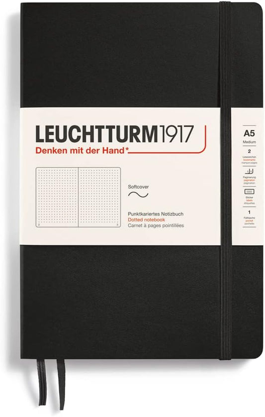 Leuchtturm1917 A5 dotted soft cover notebook in black