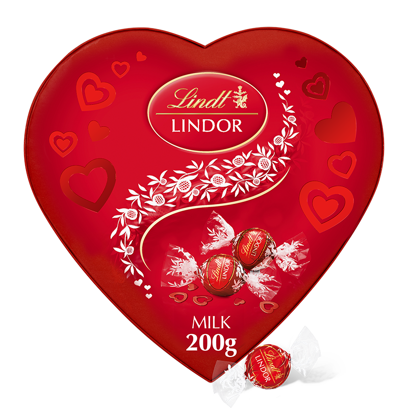 200g Lindor milk chocolate heart-shaped gift box