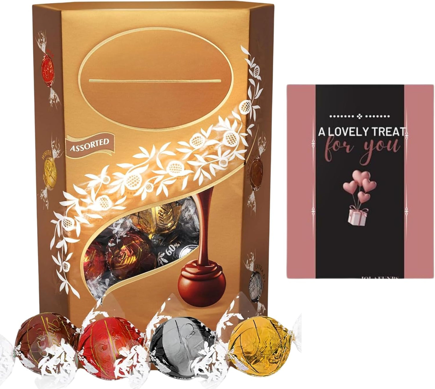Lindor Chocolate Truffles Box 337g with milk, white, extra dark, and hazelnut