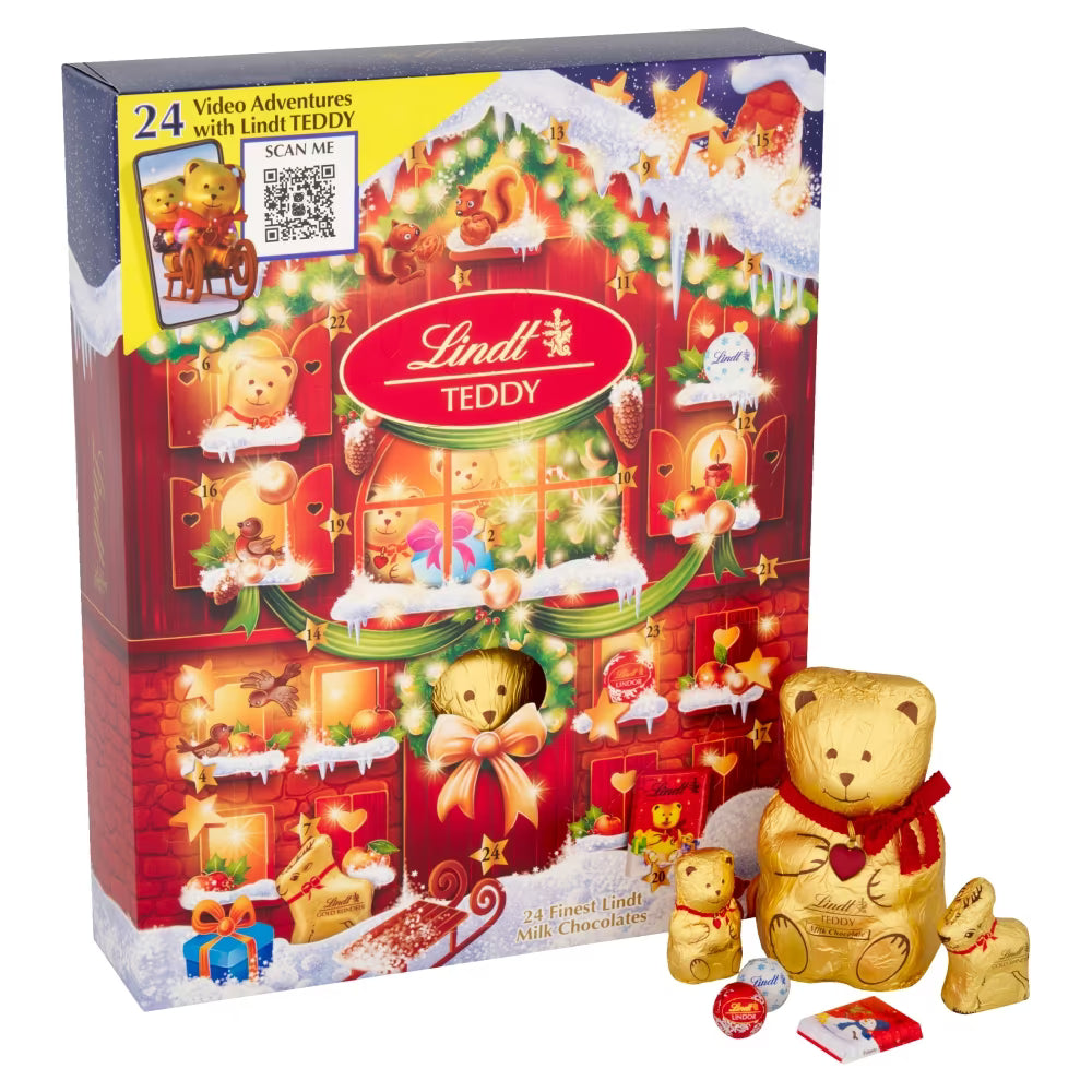 250g Lindt TEDDY Advent Calendar with interactive AR festive adventures