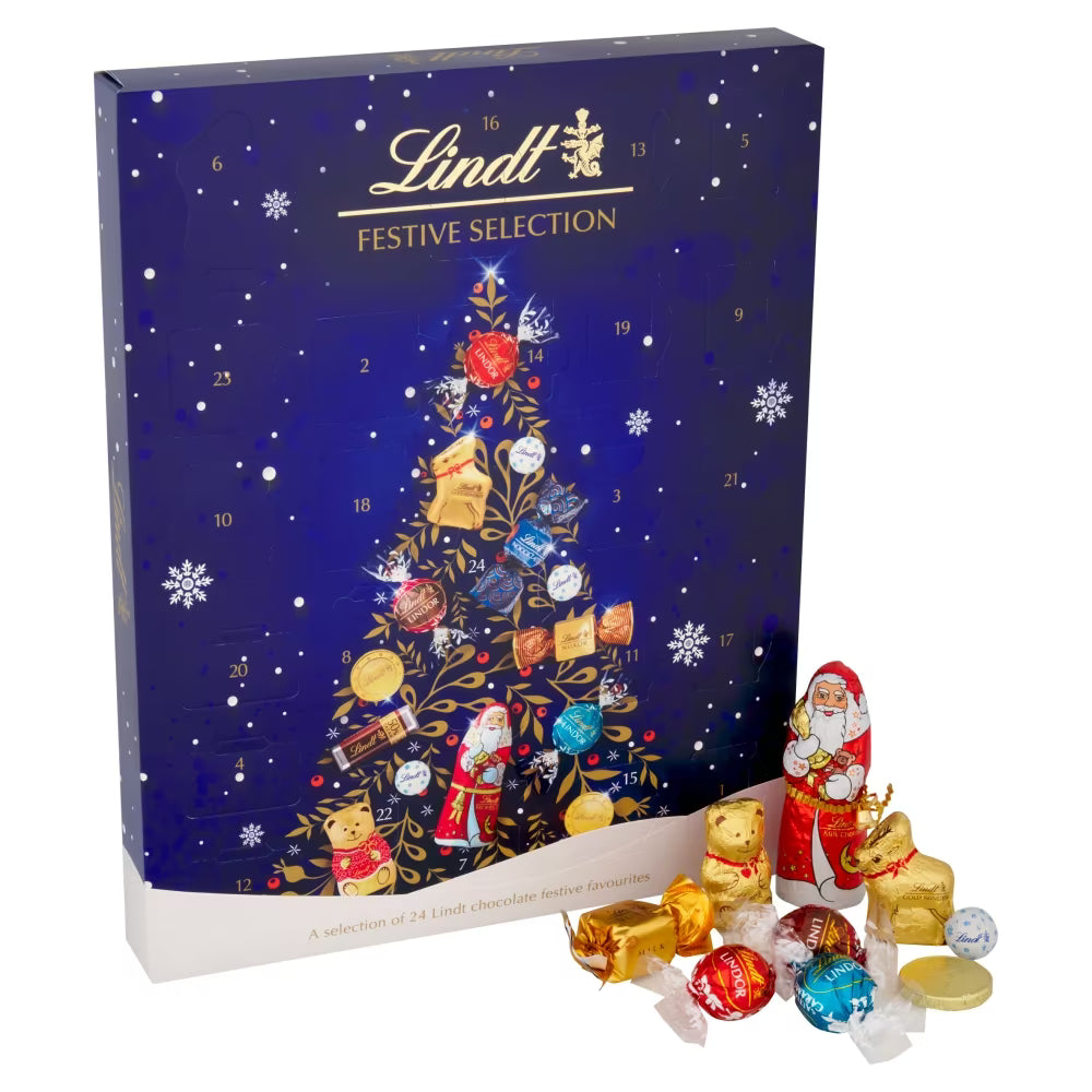 24 festive Lindt chocolates in 289g Advent Calendar for holiday indulgence