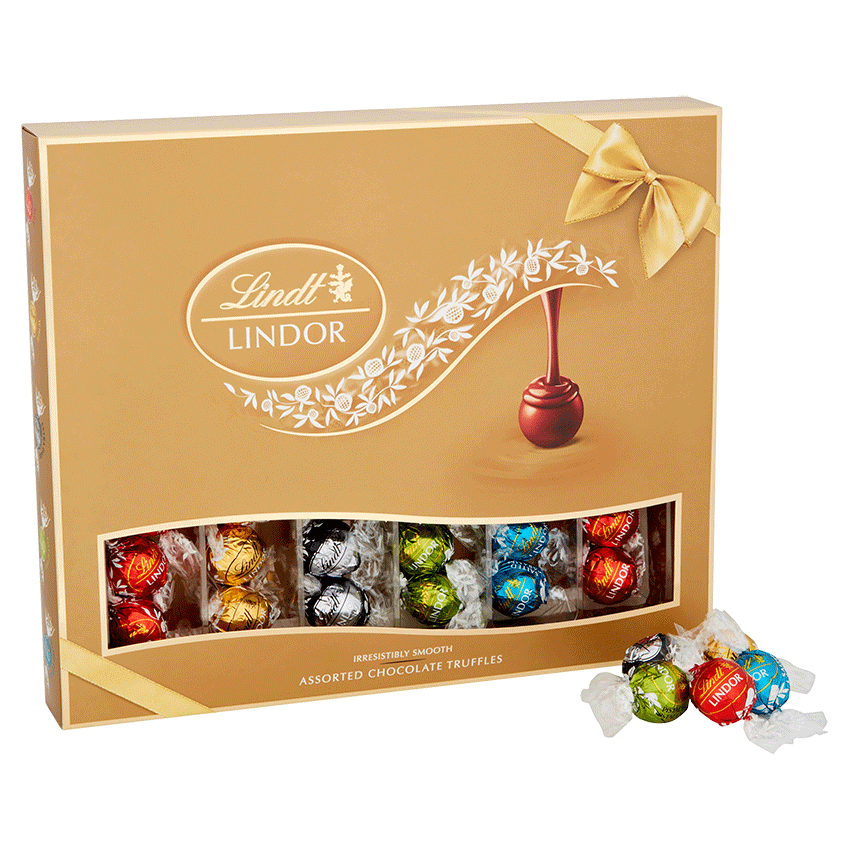 Lindt Lindor caramel and pistachio truffles assorted box 525g