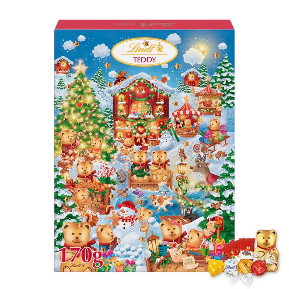 Lindt Teddy Winter Wonderland Advent Calendar 170g with milk and white chocolates