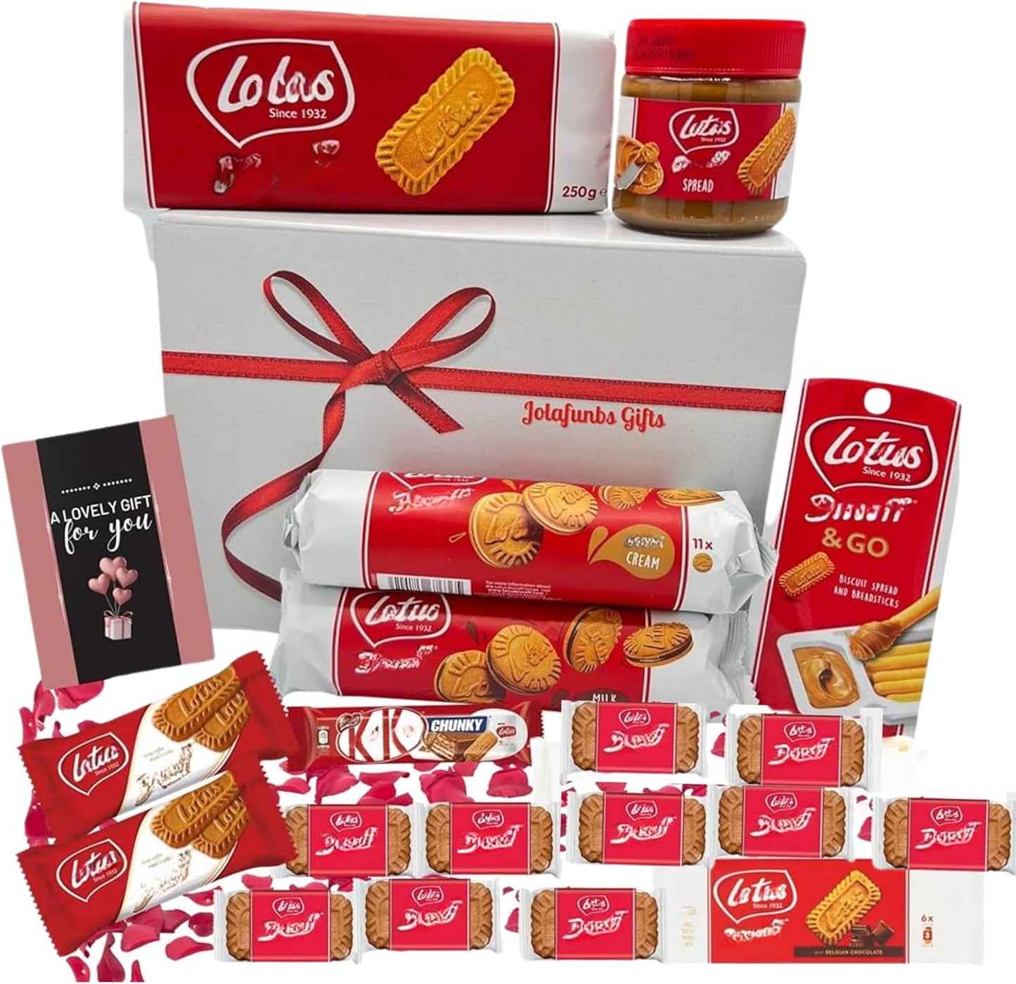 Lotus Biscoff biscuits gift hamper with 19 assorted chocolates, snacks, and spread – perfect food gift for birthdays, anniversaries, and holidays
