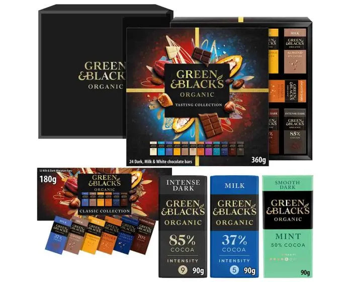 Organic chocolate gift collection with bars and miniatures