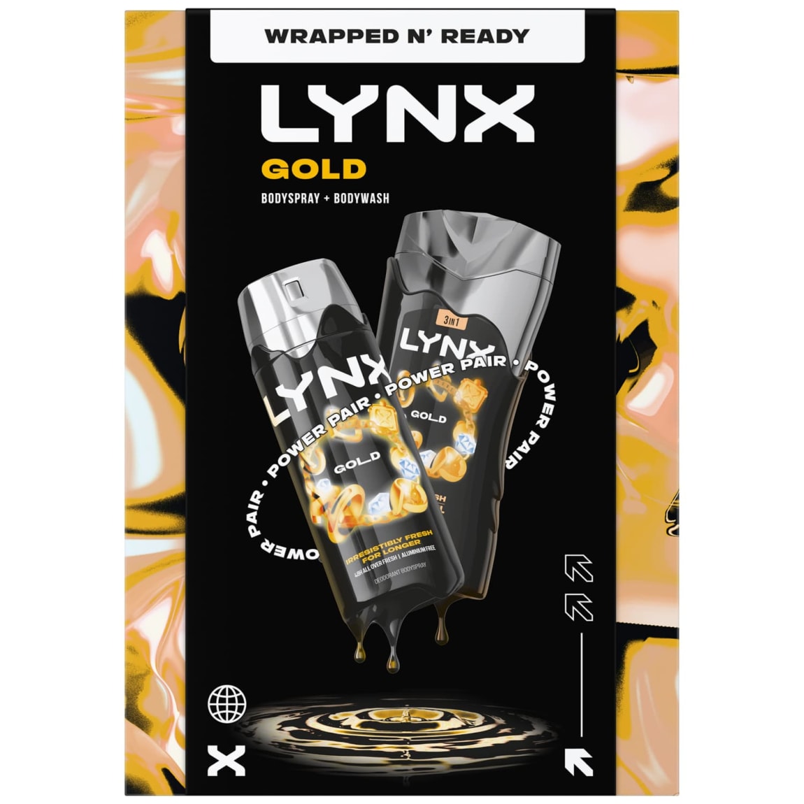 Lynx Gold Gift Set with Body Spray and Body Wash for Men