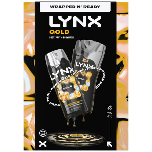 Lynx Gold Gift Set with Body Spray and Body Wash for Men
