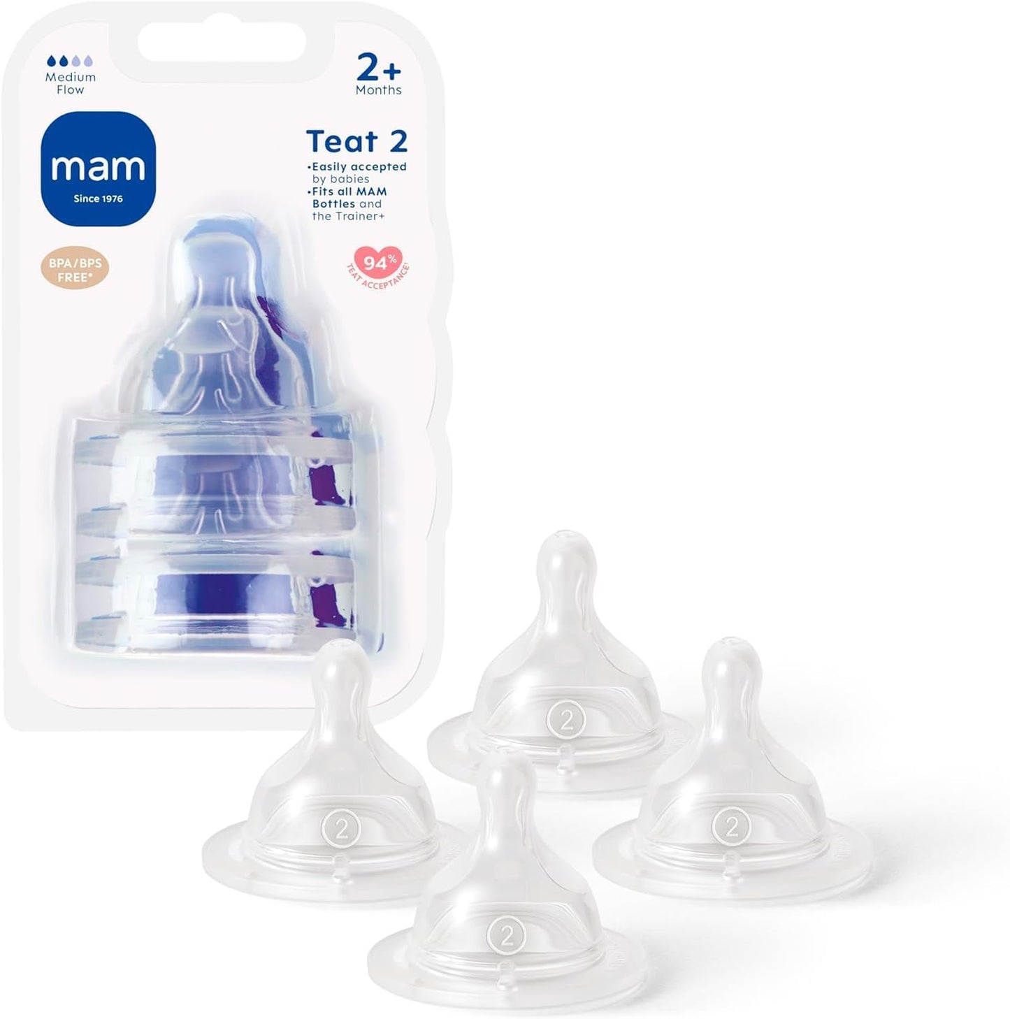 Safe silicone teats for babies 2+ months