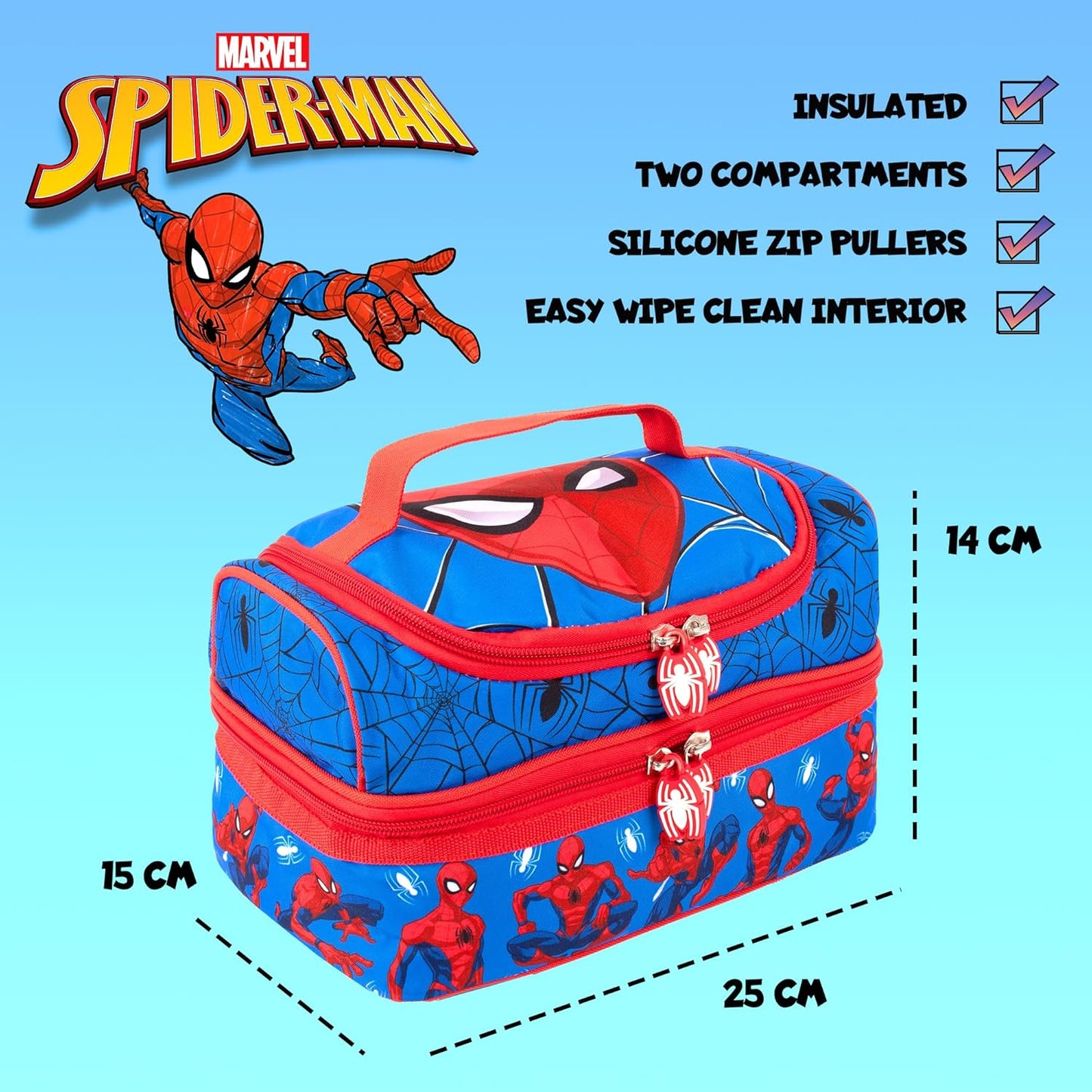 Double-decker Spider-Man food carrier for boys