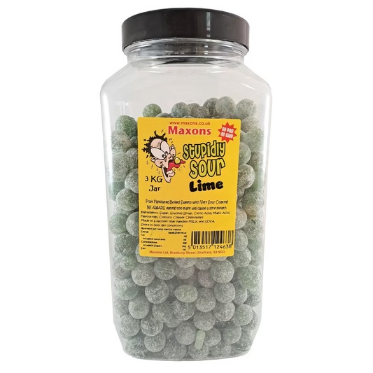 Maxon’s Stupidly Sour Lime Sweets Jar 3kg bulk sour candy