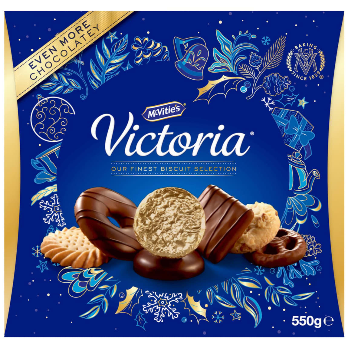 McVitie’s Victoria Biscuit Selection 550g tin front view featuring assorted biscuits