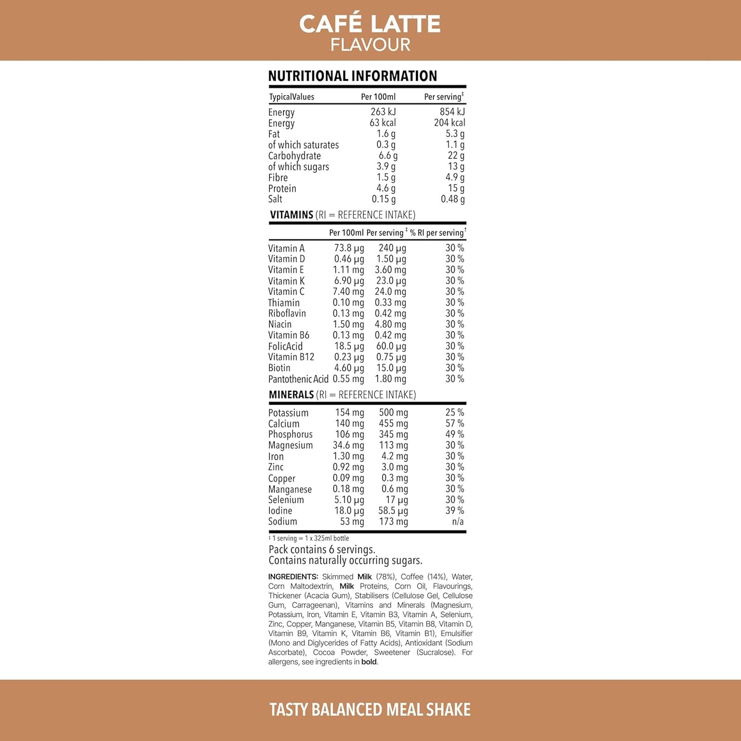 Rich and creamy Cafe Latte diet drink