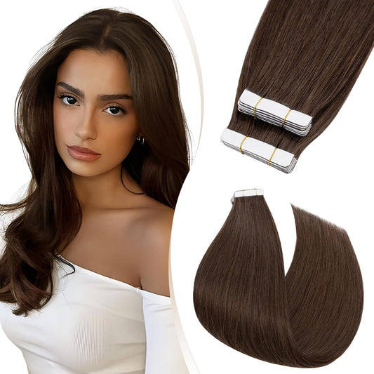 18 inch tape in hair extensions in medium brown
