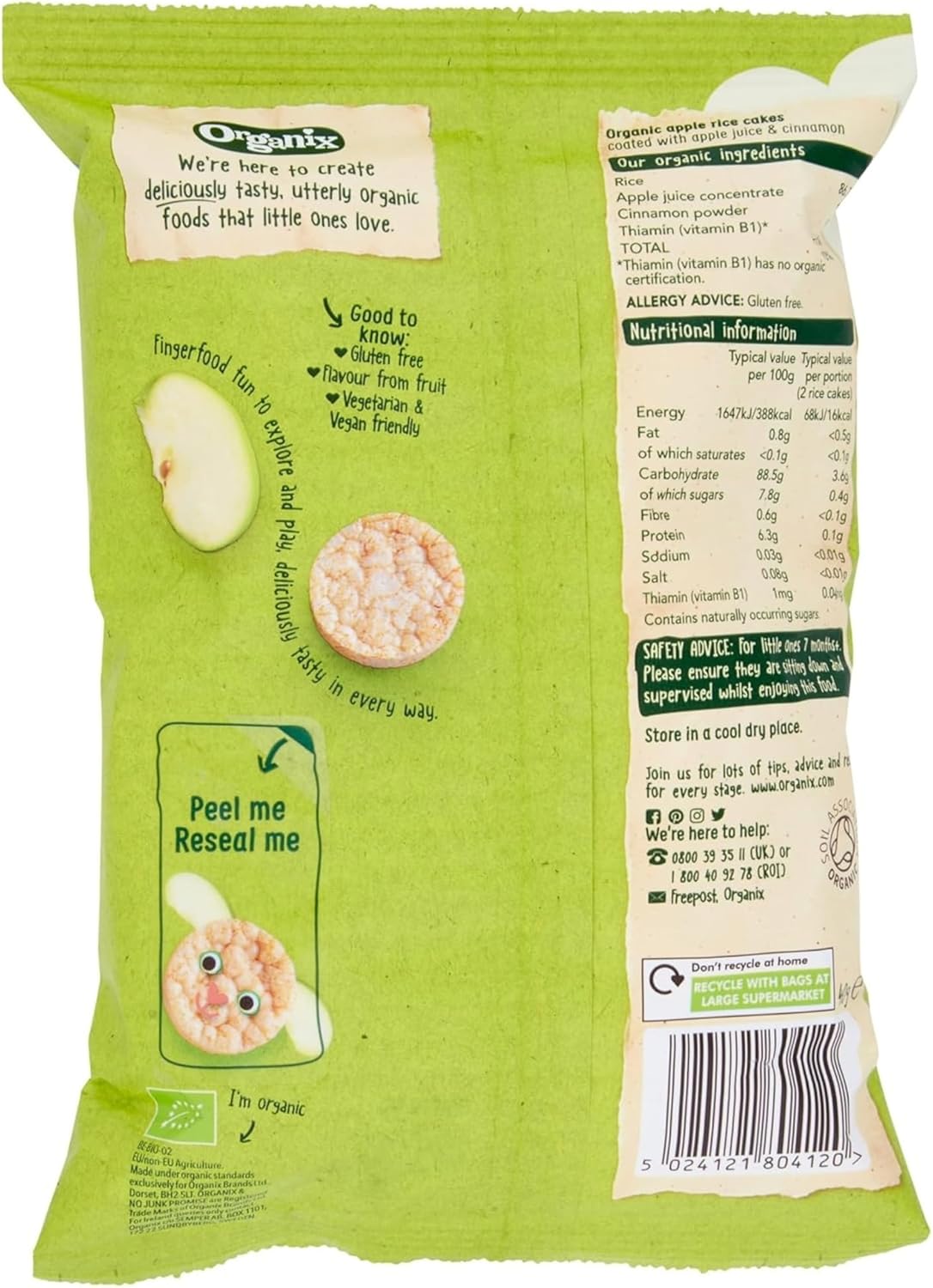organic apple puffed rice snack for babies