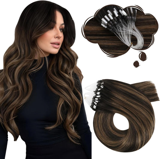 Micro loop balayage hair extensions 16 inch human hair