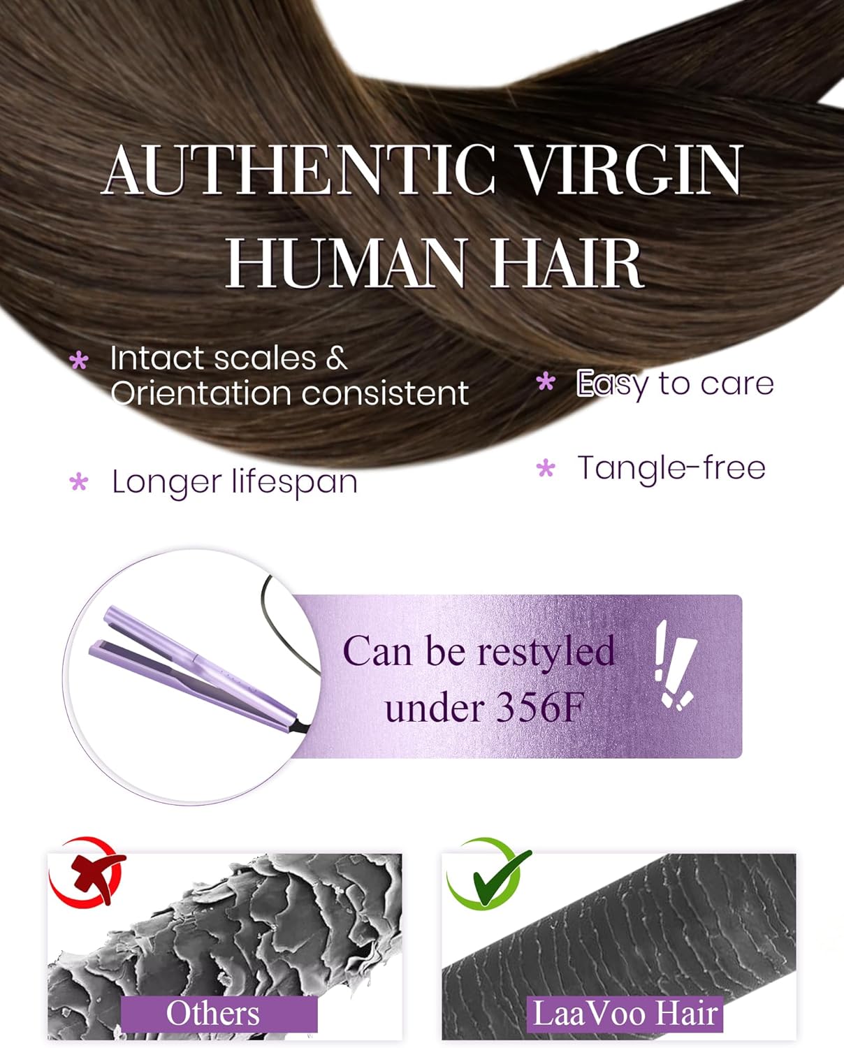 Invisible micro loop hair extensions brown shade