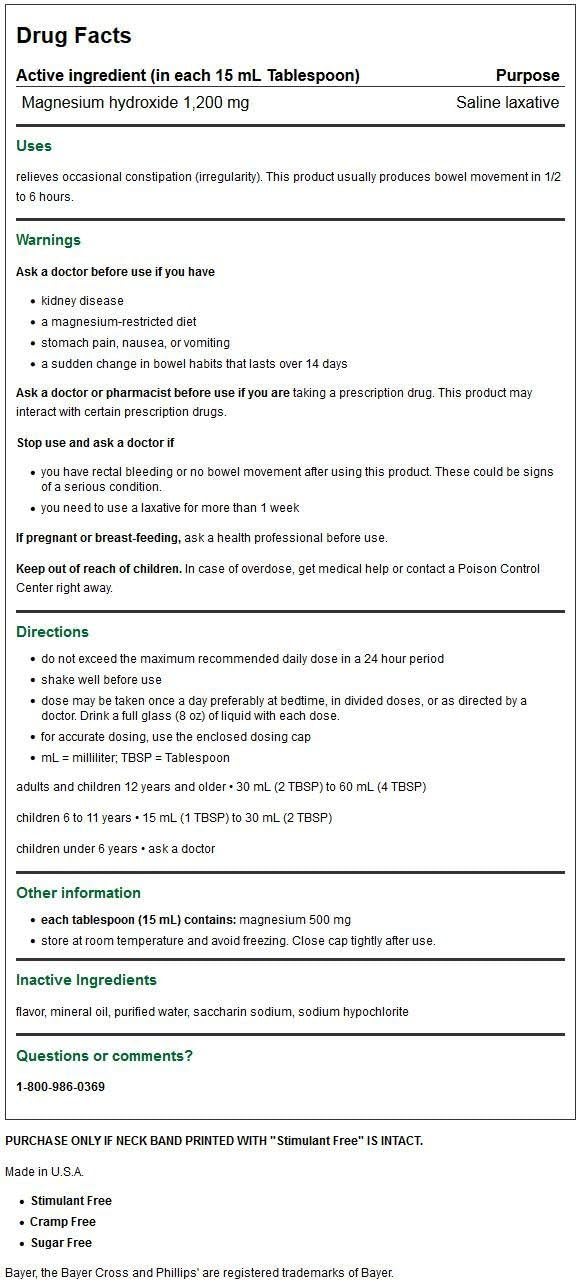 sugar free laxative and antacid phillips milk of magnesia