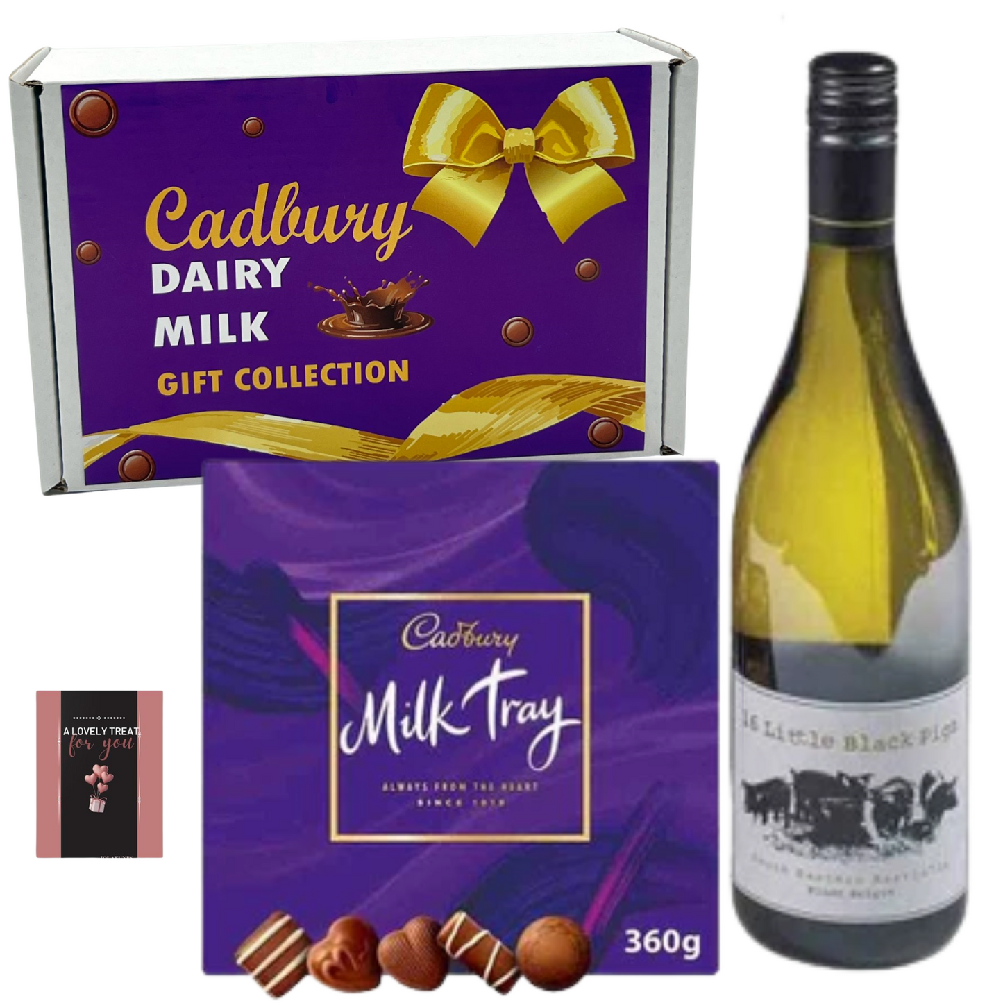 Milk Tray chocolate and white wine hamper gift