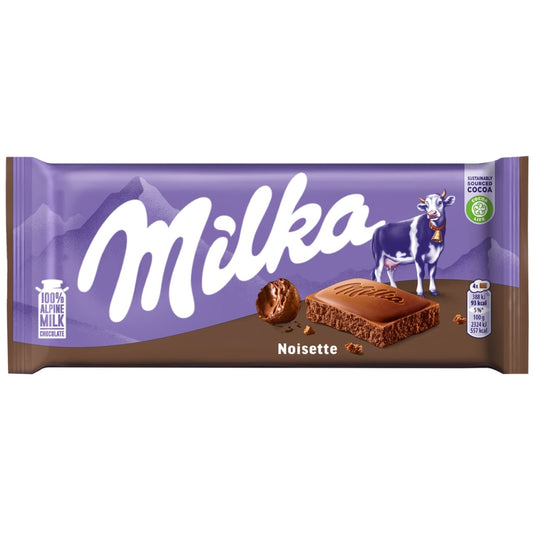 Milka Noisette 100g creamy milk chocolate bar with crunchy hazelnuts