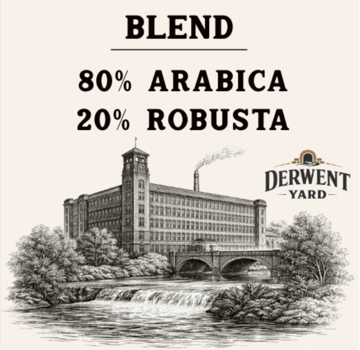 Mill Roast Coffee with 80% Arabica and 20% Robusta beans