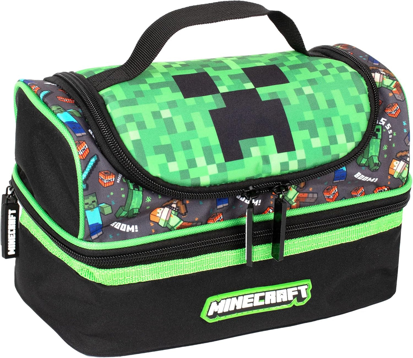 Minecraft insulated double-decker lunch bag for boys