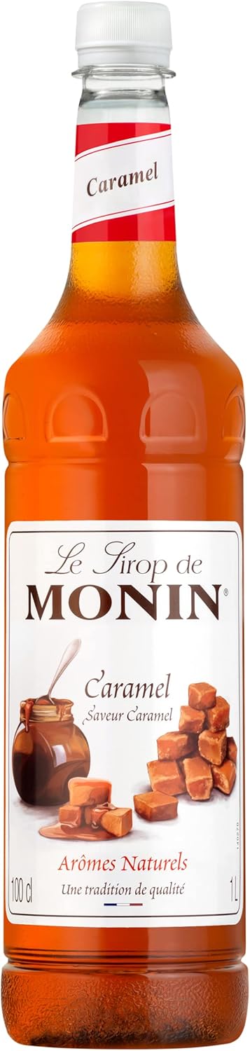 MONIN Premium Caramel Syrup 1L bottle with label