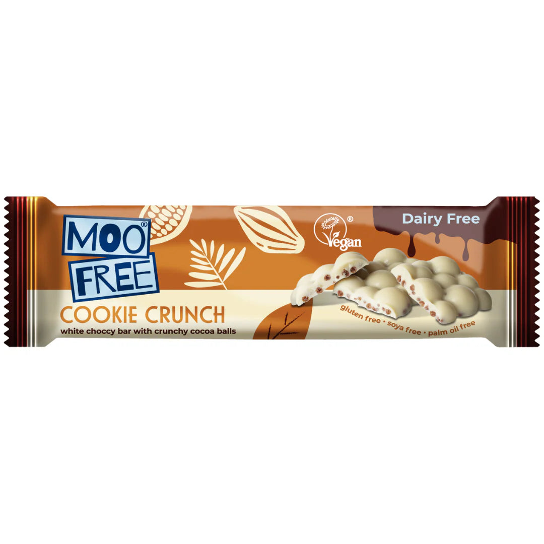 Box of 20 Moo Free Cookie Crunch Bars – dairy-free chocolate with cookie pieces