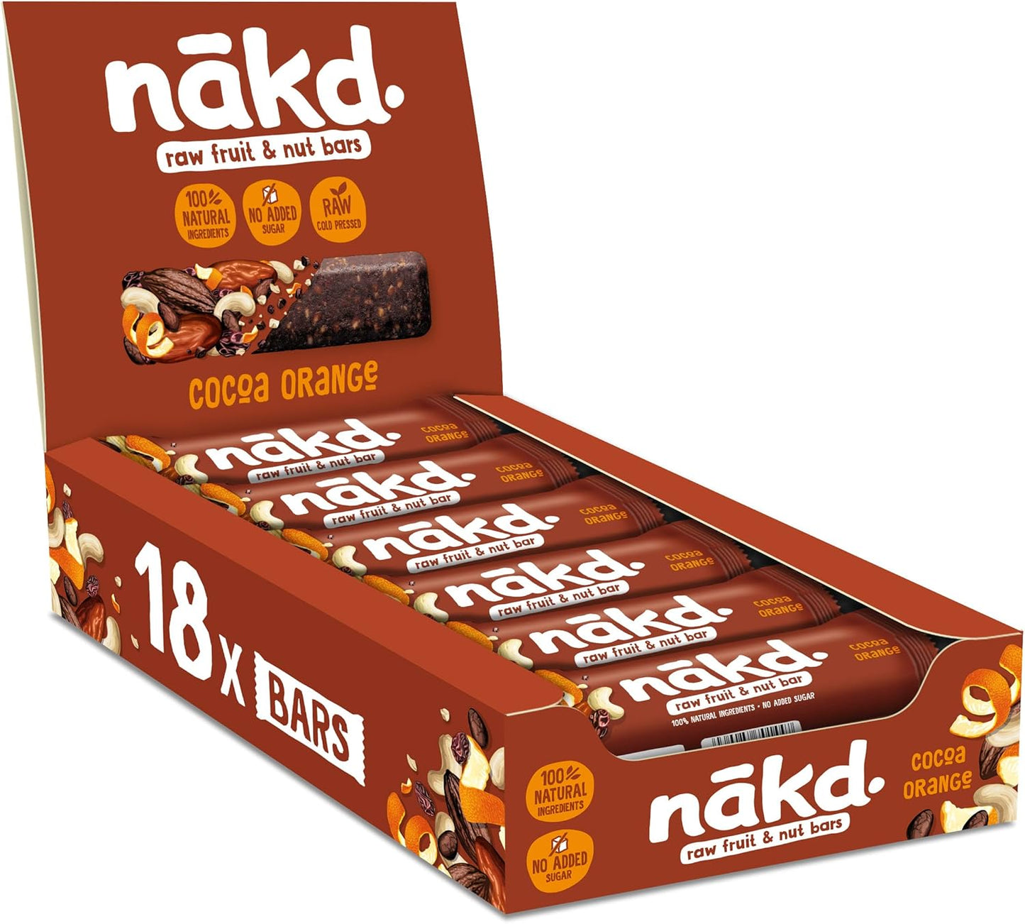 Nakd Cocoa Orange Bars multipack, ideal for healthy snacking