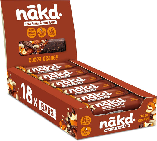 Nakd Cocoa Orange Bars multipack, ideal for healthy snacking