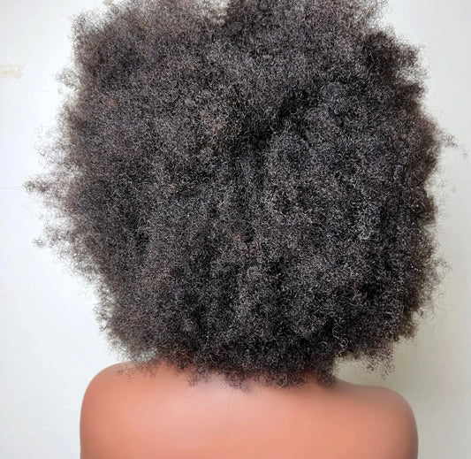 Short afro wig with defined 4B 4C natural texture