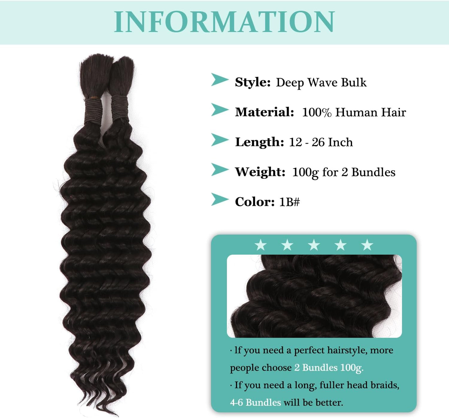 1B human braiding hair for knotless styles