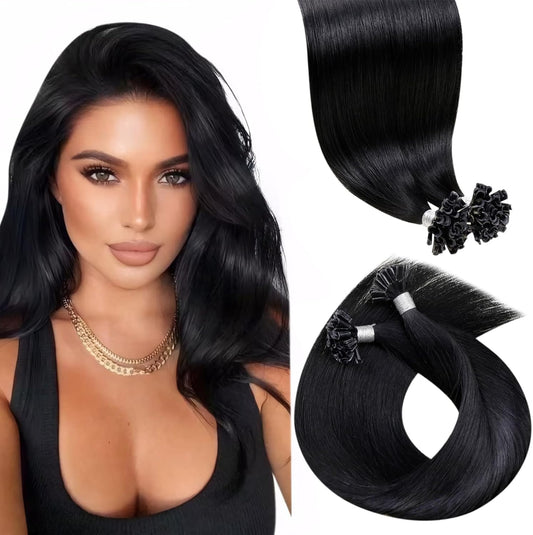22 inch natural black u tip human hair extensions