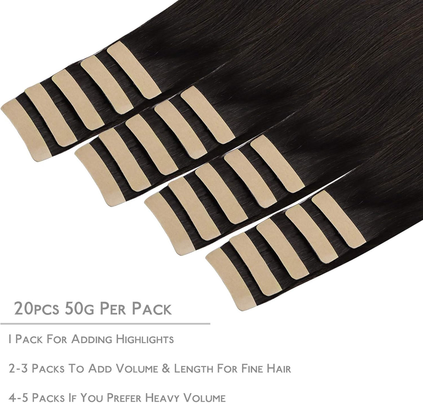 Real human hair extensions 20 pieces in dark brown