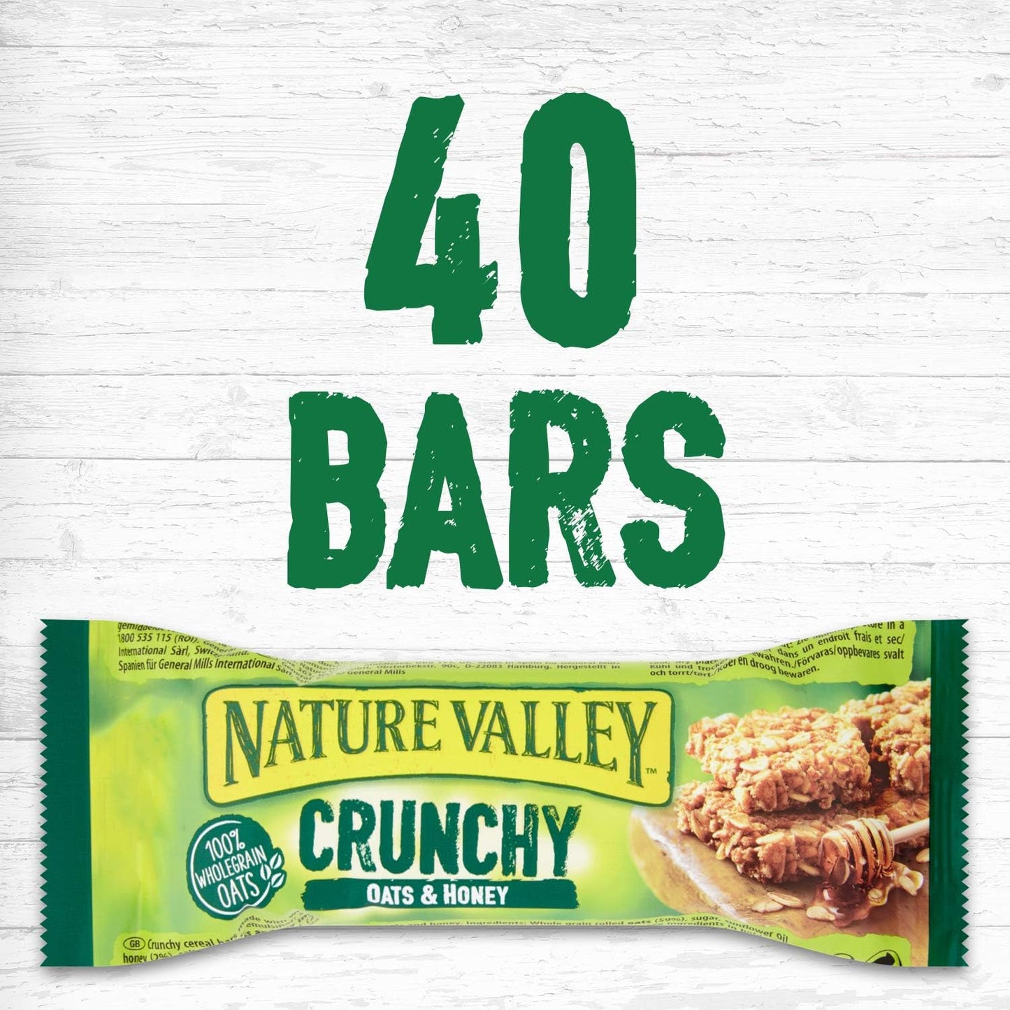 Nature Valley Crunchy Granola Bars Oats 'n' Honey - 40 Bars Pack, Energy Boosting Snack
