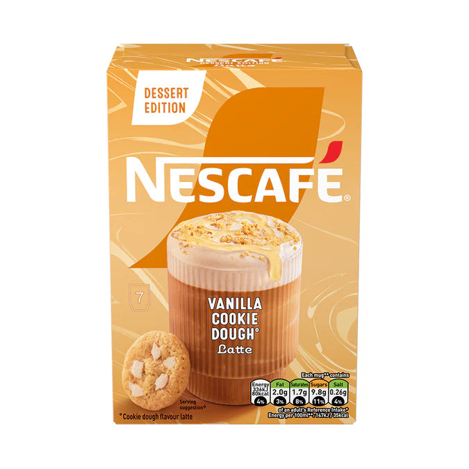Instant coffee sachets with cookie dough latte flavour