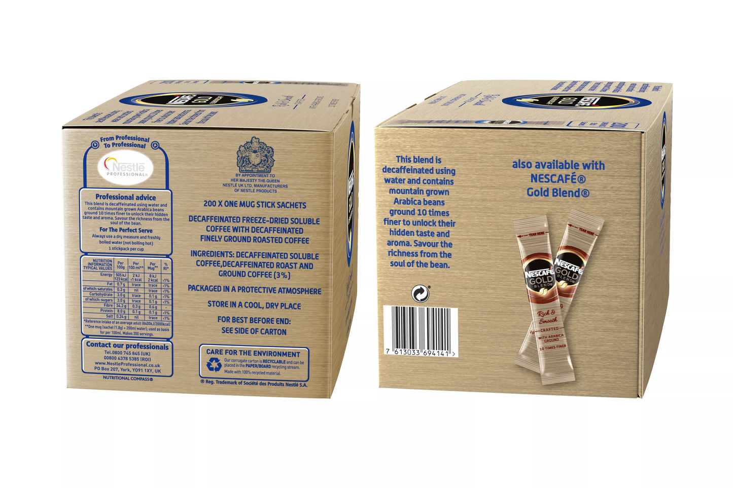 single serve sachets of nescafe gold decaf coffee