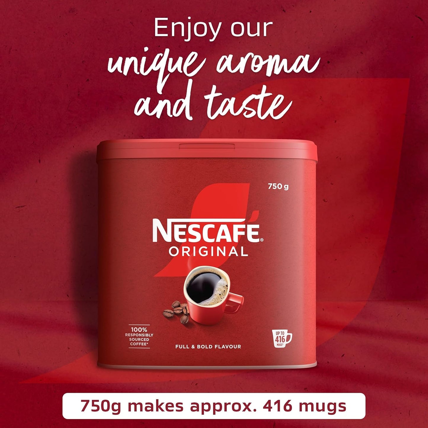 Premium blend of Robusta and Arabica beans in NESCAFÉ Original 750g tin