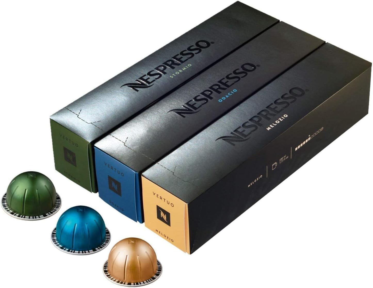 Nespresso Melozio, Stormio, and Odacio coffee pods
