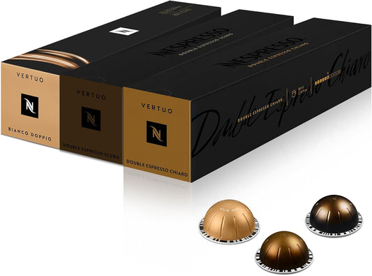 Nespresso Vertuo Coffee Pods 30 Pack Mixed Espresso Flavors Bianco Doppio Scuro Chiaro