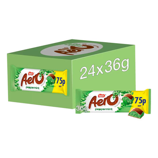 Nestlé Aero Peppermint Chocolate multipack 24 x 36g – bubbly mint chocolate bars