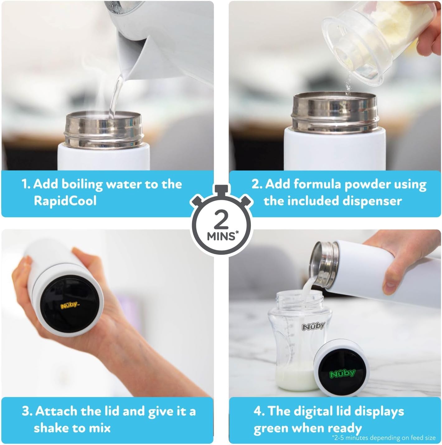 Nuby RapidCool Bottle Cooler Prepares Safe Formula Feeds Without Filters