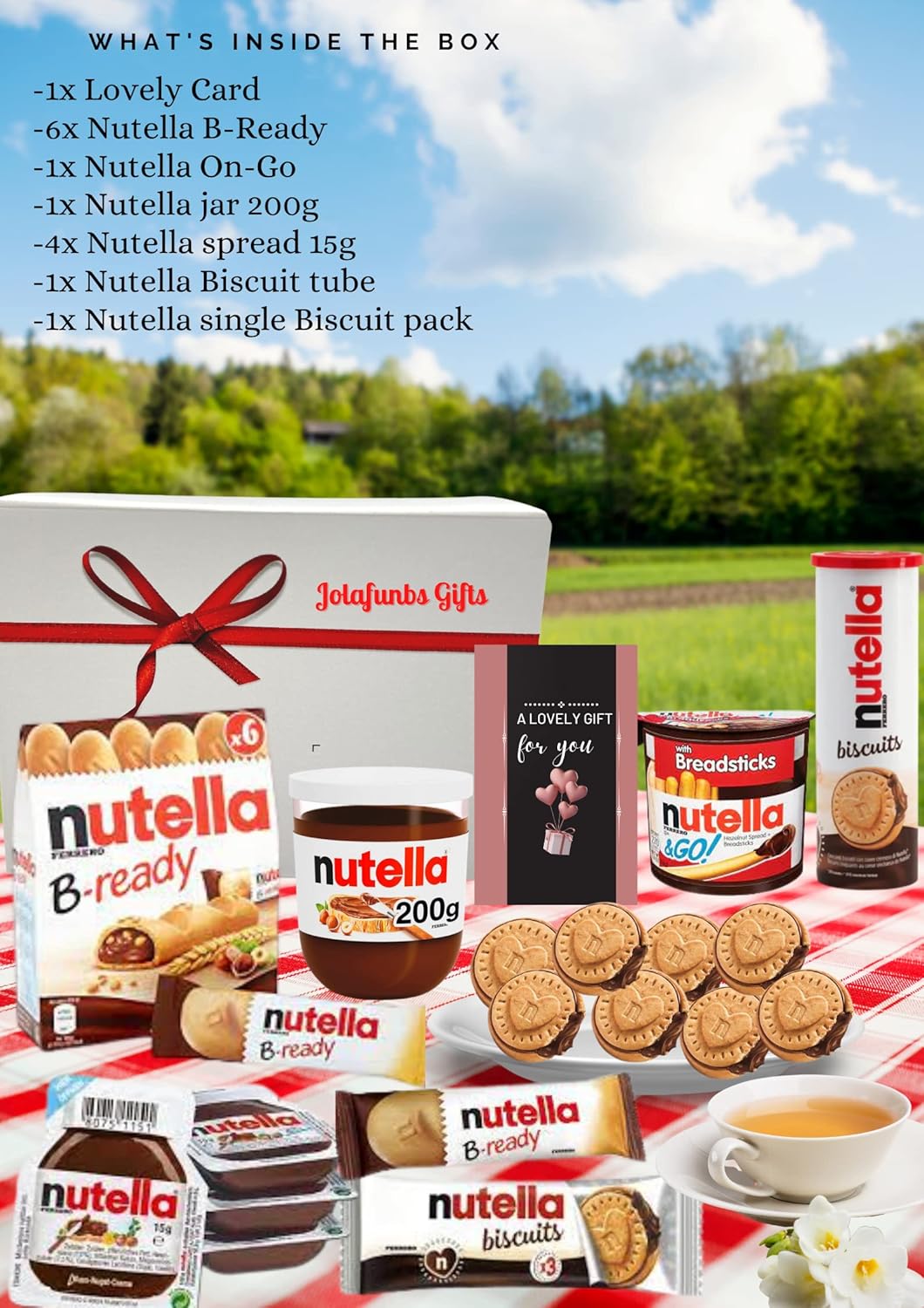 Gourmet sweet gift box featuring Nutela hazelnut delights
