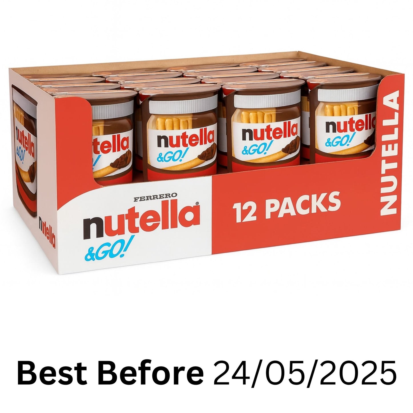 Nutella & Go 12 pack hazelnut spread with breadsticks short date stock