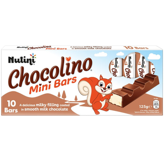 Nutini Chocolino Mini Bars 10 Pack milk chocolate snack bars